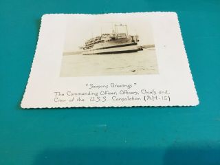 Vintage Rare U.  S.  S.  Consolation Seasons Greeting Card From Commanding Officer Et