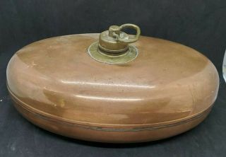 Vintage Rein Kupfer Copper Carriage Bed Warmer Hot Water Bottle Brass Stopper
