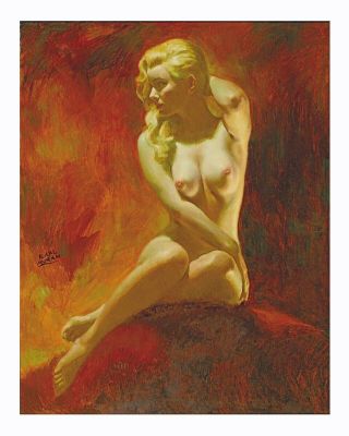 Earl Moran Marilyn Monroe Nude Vintage Pin Up Trectchikoff Era Quality Canvas
