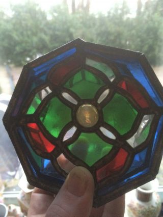 Arts And Crafts Hand - Made Stained Glass Hexagon Box