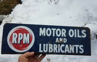Rare Old Antique Rpm Motor Oil Lubricant 18 " Sign Advertising Display