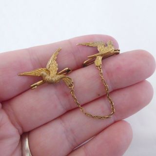 15ct Gold Double Sweetheart Brooch,  Victorian Rare