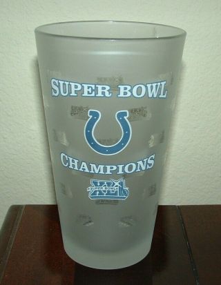 2007 Nfl Indianapolis Colts Bowl Xli Champs Frosted Pint Glass Rare