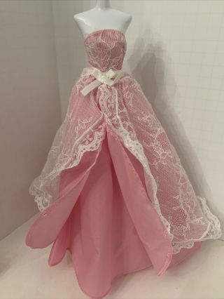 2015 Birthday Wishes Barbie Doll Pink And White Lace Ball Gown Dress Replacement