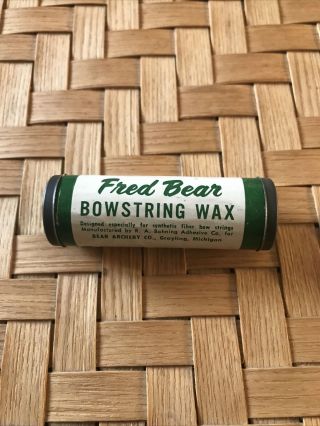 Fred Bear Bowstring Wax Rare Vintage Green White Tube Metal Tops Bear Archery