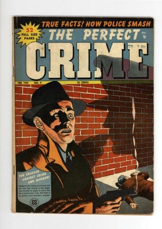 Perfect Crime 9 Vg,  4.  5 - Extremely Rare Issue - 1951 Brutal - Awesome Cover
