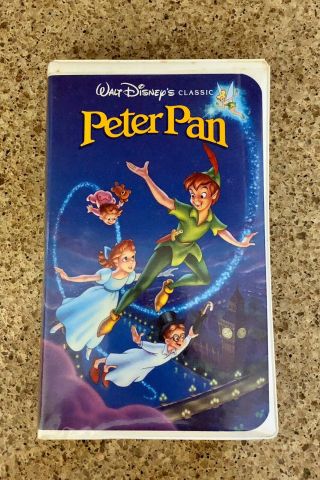 Rare Walt Disney Peter Pan Vhs Tape Black Diamond Clam Shell Case
