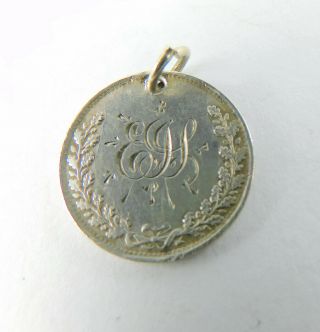 Antique Victorian Sterling Silver Hand Engraved E.  J.  S.  Love Token Coin