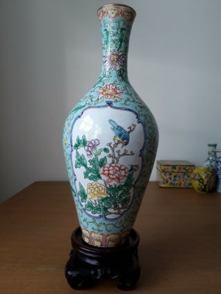 Antique Chinese Enamelled Cloisonne Vase 21 And A Quarter Cm