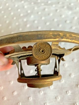 No.  2 size Antique Brass P&A UNIQUE Kerosene Oil Lamp Burner With Shade Ring 3