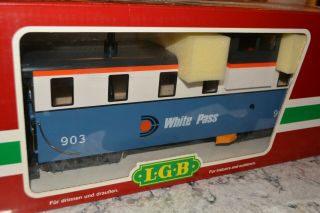 Lgb G Scale 44710 White Pass Wp&yr Blue And White Caboose,  903,  Rare,  Ex.  Cond.