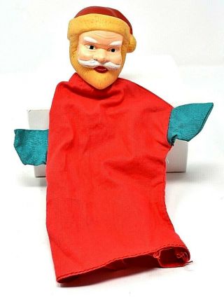 Rare Vintage 1960s Santa Claus Hand Puppet - Hard Plastic Head - Scarce &