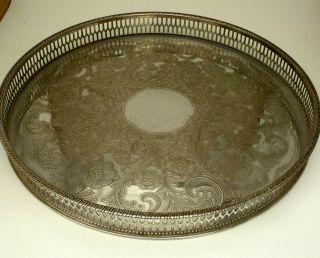 Vintage Quality Viners Silver Plate Epns Round Serving Tray 26 Cm 10 1/2 " 201