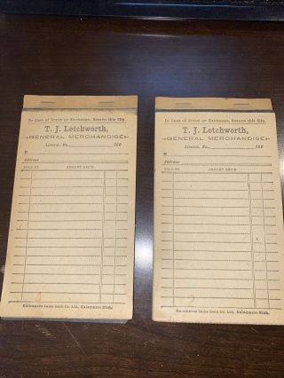 Antique T.  J.  Letchworth General Store Advertising Receipt Books 1900 Lincoln Mo