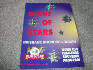 Rare 1994 Rugby League World Club Challenge Brisbane Broncos V Wigan 1st June