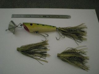 Vintage Fred Arbogast Sputterbug Fishing Lure W/ Tail,  2 Tails