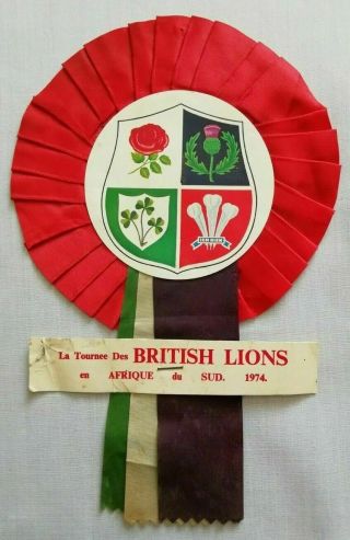 Very Rare Vintage 1974 British Lions Tour Of South Africa Rugby Union Rosette