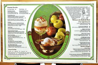 Rare October 1973 Howard Johnsons Apple Sundae & A La Mode National Placemat Wow