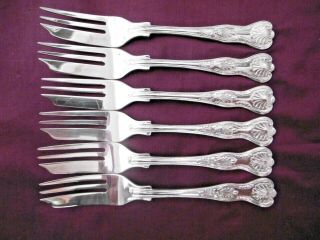 Lovely Set Of 6 Cooper Bros Silver Plated Epns Kings Pattern Cake Pastry Forks