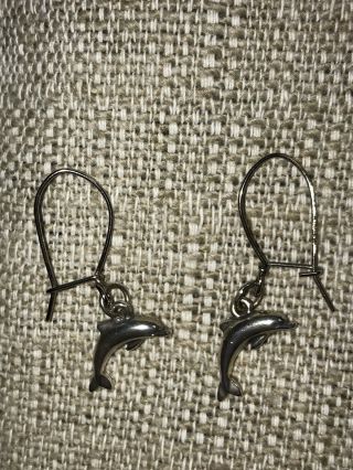 James Avery 3 - D Dolphin Drop Dangle Earrings Retired Hard To Find Rare