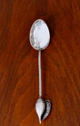 Codding Bros & Heilborn Sterling Silver Souvenir Spoon Newport Ri Shell Finial