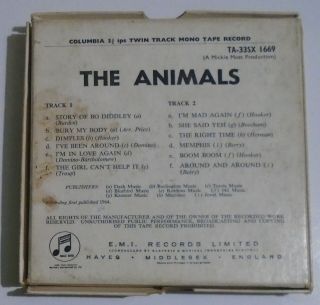 The Animals Rare 1969 Reel To Reel Twin Track Mono Tape.  TA - 33SX 1669 2