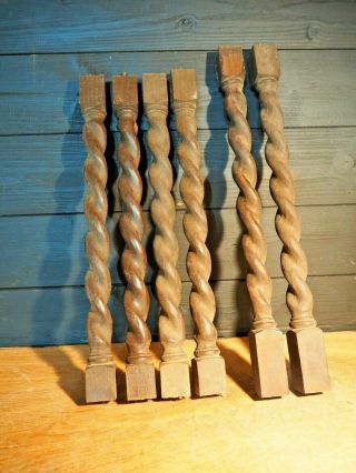 Set Of 6 Turned Legs - Barley Twist Design - Found In Old Workshop - Hard Wood