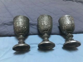Vintage Corbel & Co.  Silver - Plated Cordial Cups / Goblets - Set Of Three