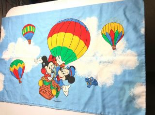 Vintage Mickey Mouse Minnie Mouse Hot Air Balloon Walt Disney Pillowcase