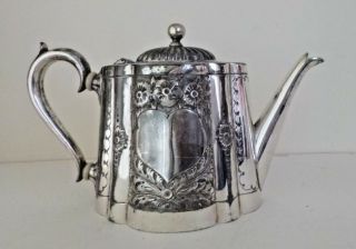 Antique Sheffield Silver Plate Heart / Flower Design Teapot Michael Beal M B S