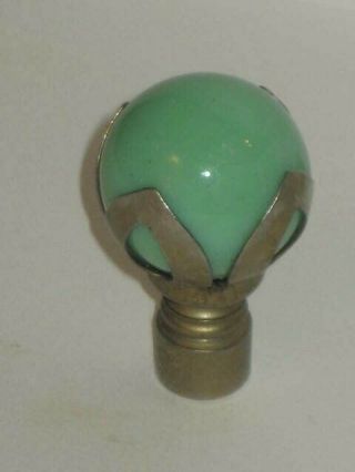 Vintage/antique Brass Light Green Glass Marble Ball Lamp Finial Top