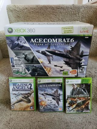 Rare Xbox 360 Ace Combat 6 Ace Edge Flight Controller Stick Faceplate Plus Games