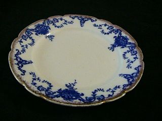 Antique 8 1/4 " Flow Blue Plate England W&e Corn Porcelaine Royale Circa 1900