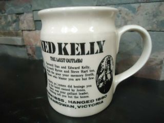 VINTAGE NED KELLY COFFEE MUG - REWARD POSTER - 1970 ' S - AUSTRALIAN BILLY MUG - RARE 2