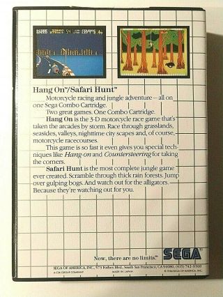 Sega Master System Hang - On / Safari Hunt - Complete - RARE 2