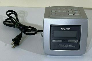 Vintage Sony Icf - C113v Dream Machine Tv/fm/am/weather Cube Digital Clock Radio