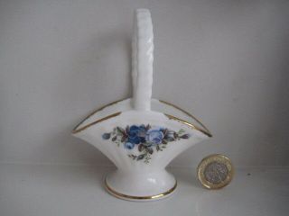 Rare Royal Albert Moonlight Blue Rose English Bone China Novelty Basket Ornament
