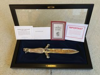 “rare” 1988 Franklin Viking Knife With Papers And Display Box