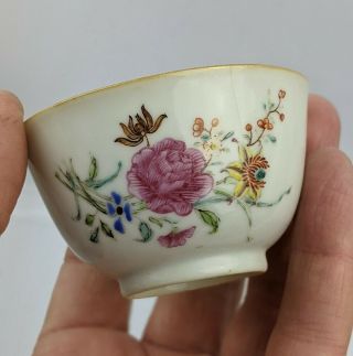 Chinese Antique Porcelain Tea Bowl 18th Century Famille Rose Insects - Fine Qing