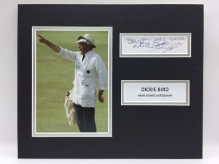 Rare Dickie Bird Cricket Umpire Signed Photo Display,  Autograph Ashes