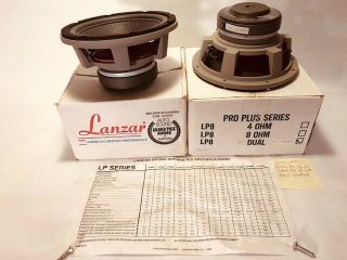 Pair Lanzar Sound Lp8 8 " Car Subwoofer Speaker Woofer Dual 4 Ohm 150 Watts Rare