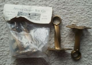 (2 Pairs) Antique Drapery Rod Co.  3 " Tube Towel Brackets Metal Antique Gold