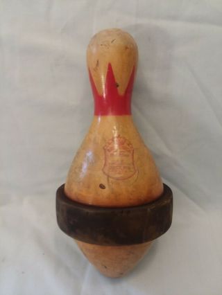 Vintage Brunswick Balke Collender Red Crown Rubber Band Duckpin Bowling Pin Rare