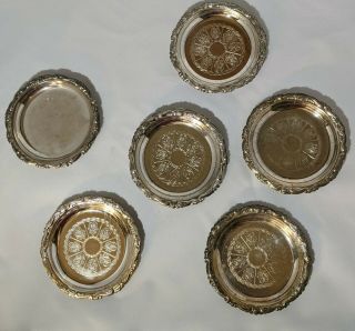 Vintage Silverplate Coasters Set Of 6 Made In Italy Scroll Pattern