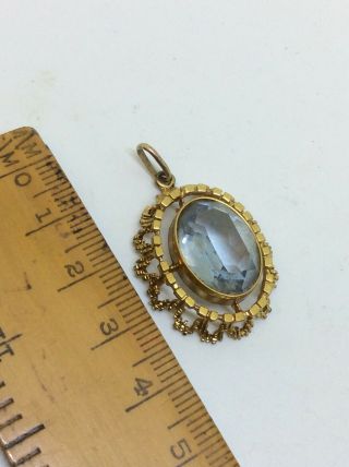 Antique Victorian 9ct Rolled Gold Pendant Fob Set With Blue Stone