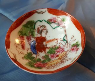 Antique C1880 Qing Chinese Porcelain Wine/ Tea Bowl.  Leizu/ Creator Of Silk
