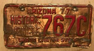 1977 Arizona Historic Vehicle Antique Auto Copper License Plate " 767 C " Az 77