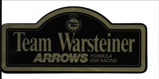Team Warsteiner Arrows Formula 1 Sticker Very Rare Jochen Mass Riccardo Patrese