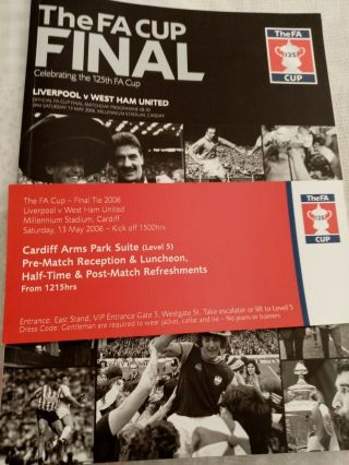 Liverpool V West Ham United Fa Cup Final 13/5/2006,  Rare Pre - Match Invitation