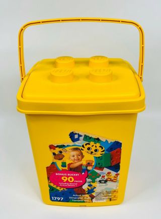 Lego Storage Bucket Duplo Yellow Vintage 1996 Legos Stackable Empty Container